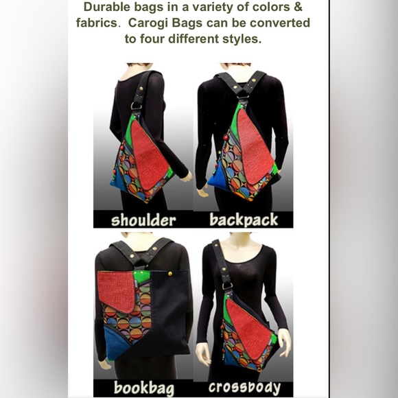 CARSON ROGERS CAROGI Fabric Bag 15”x14” Boho Crossbody Backpack Travel - Picture 3 of 10